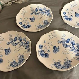 Set of 4 rare Lenox Butterfly Meadow toile plates